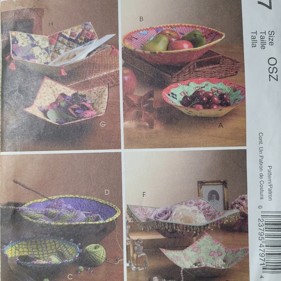 McCall's Crafts M4797 Pattern 8 Styles of Fabric Bowls from the Fat Quarter Club - Picture 2 of 4